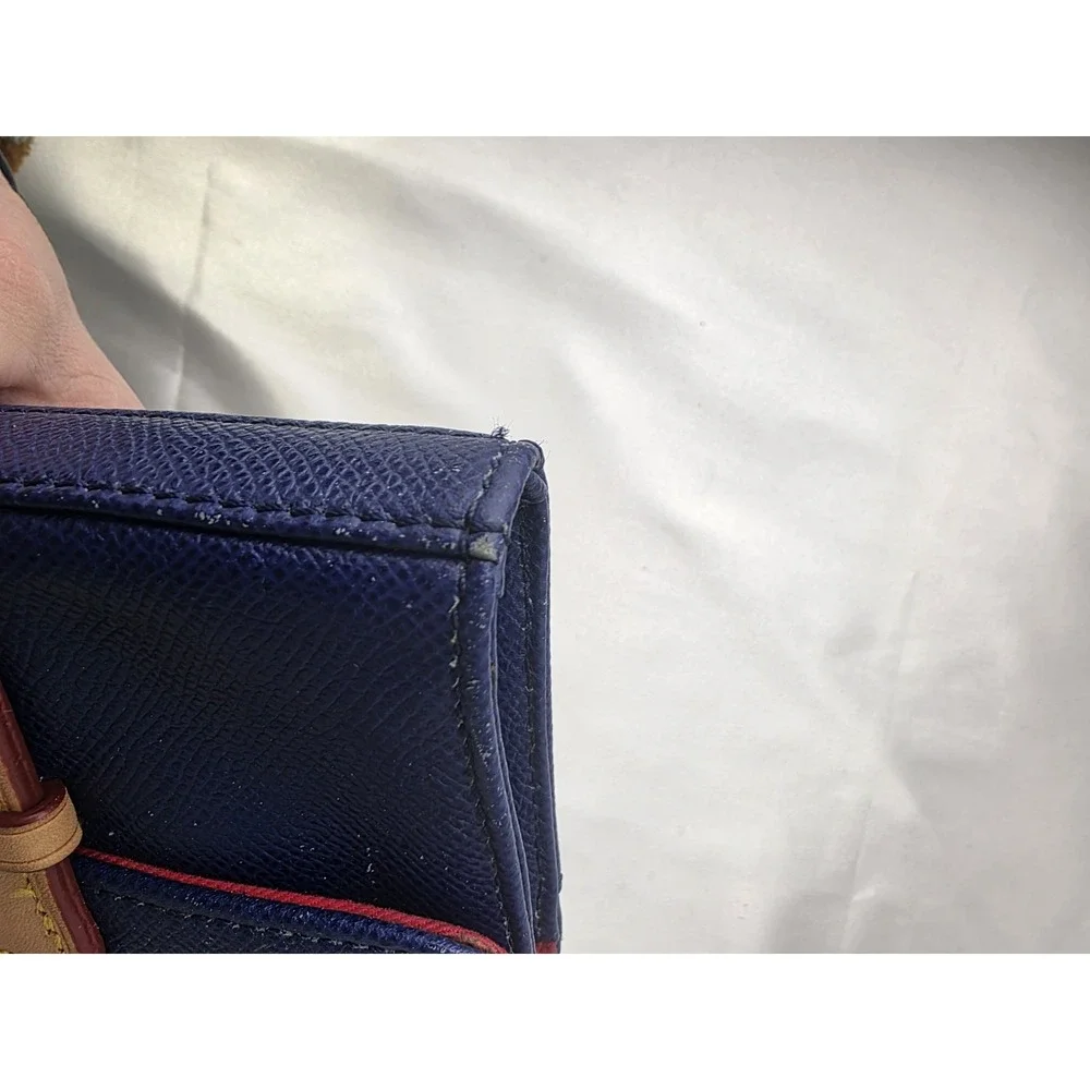Vintage Dooney‎ & Bourke Blue Leather Wristlet Clutch Wallet